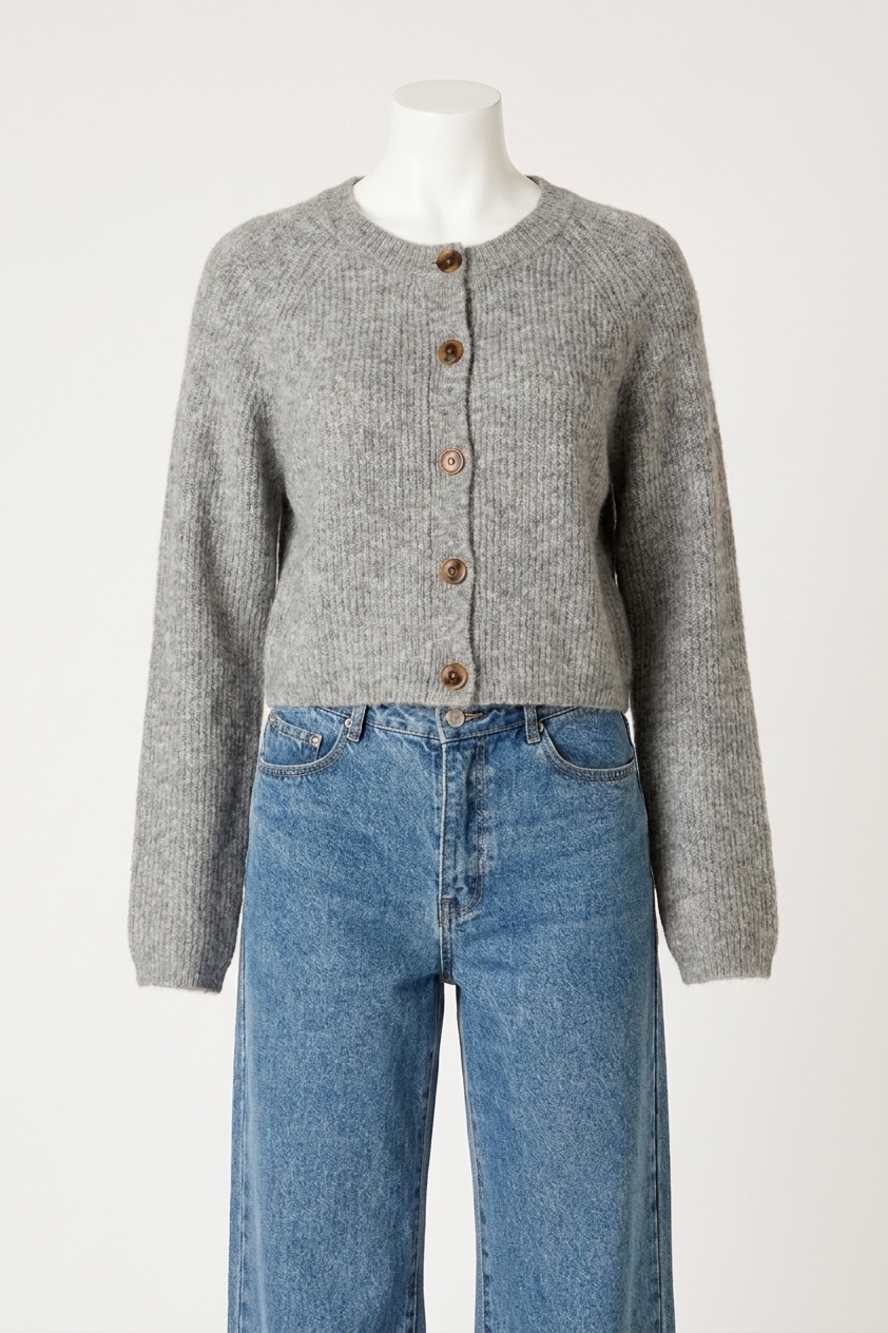 NEW NIA lisa cropped cardigan top in heather grey